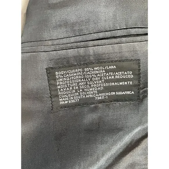 VTG Stafford 42L Wool Cashmere Herringbone Dark Gray Windowpane 3Btn Sport‎ Coat